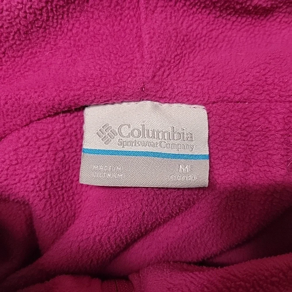 Columbia Jacket Girls M Black Pink Full Zip Hooded Fleece Lined Windbreaker